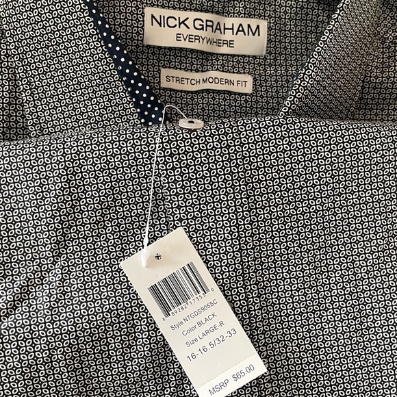 🍁 Nick Graham Stretch Modern Fit Long Sleeve Dress Shirt L 16 - 16 1/2 - Picture 2 of 4